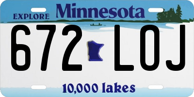 MN license plate 672LOJ
