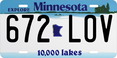 MN license plate 672LOV