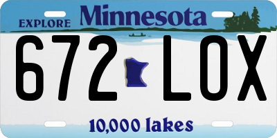 MN license plate 672LOX