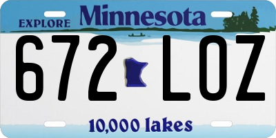 MN license plate 672LOZ