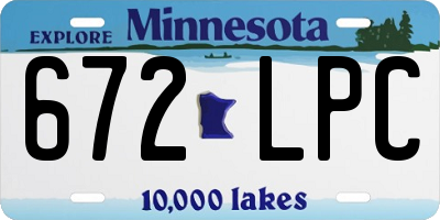 MN license plate 672LPC