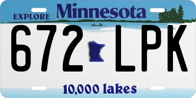 MN license plate 672LPK