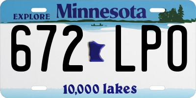 MN license plate 672LPO