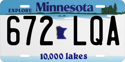 MN license plate 672LQA