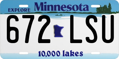 MN license plate 672LSU