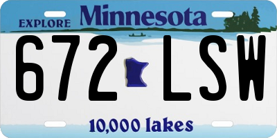 MN license plate 672LSW