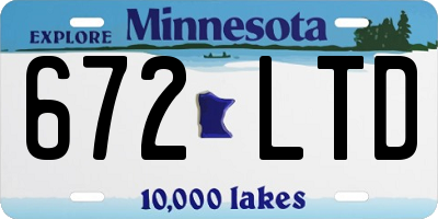 MN license plate 672LTD