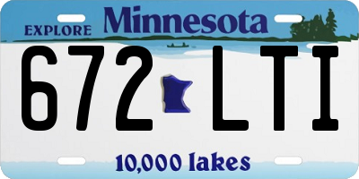 MN license plate 672LTI