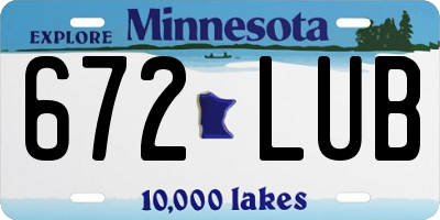MN license plate 672LUB