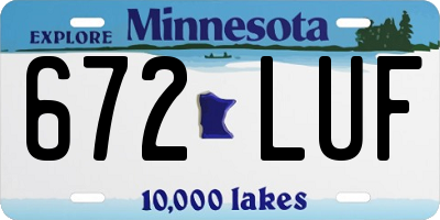 MN license plate 672LUF