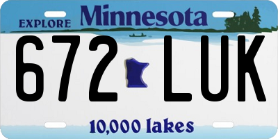 MN license plate 672LUK