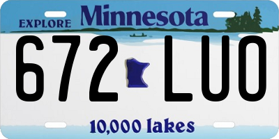 MN license plate 672LUO