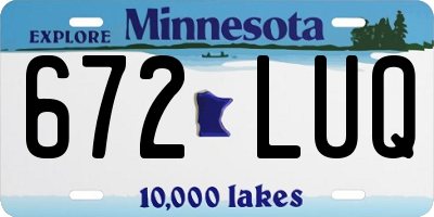 MN license plate 672LUQ