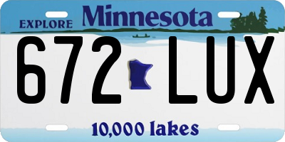 MN license plate 672LUX