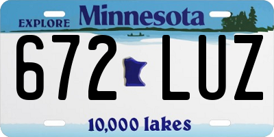 MN license plate 672LUZ