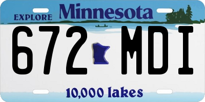 MN license plate 672MDI
