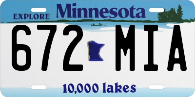 MN license plate 672MIA