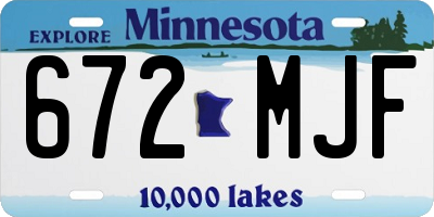 MN license plate 672MJF