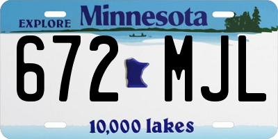 MN license plate 672MJL