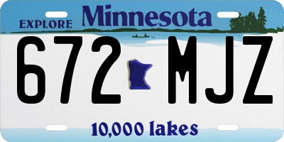MN license plate 672MJZ