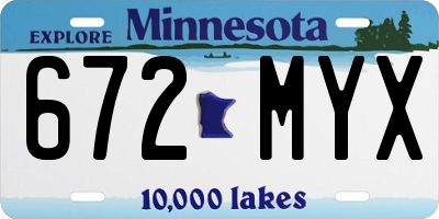 MN license plate 672MYX
