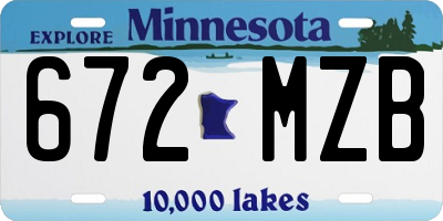 MN license plate 672MZB