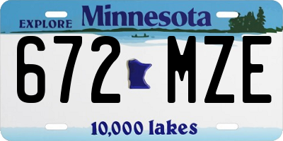 MN license plate 672MZE