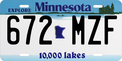 MN license plate 672MZF