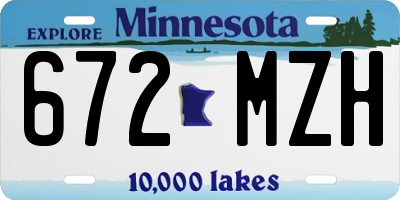 MN license plate 672MZH