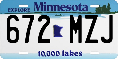 MN license plate 672MZJ