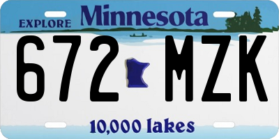 MN license plate 672MZK