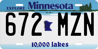 MN license plate 672MZN