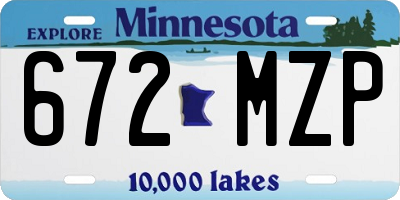 MN license plate 672MZP