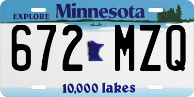 MN license plate 672MZQ