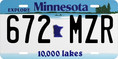MN license plate 672MZR