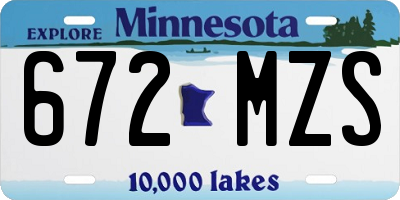 MN license plate 672MZS