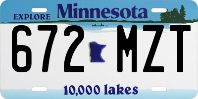 MN license plate 672MZT