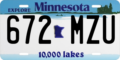 MN license plate 672MZU