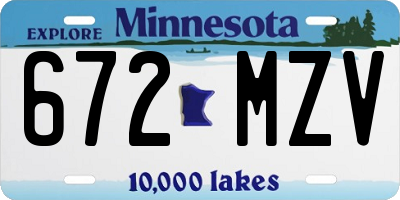 MN license plate 672MZV