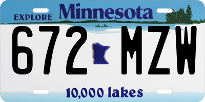 MN license plate 672MZW