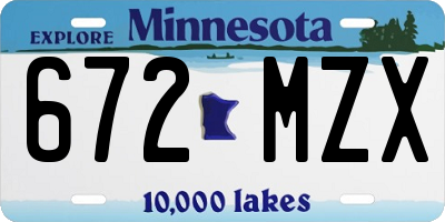 MN license plate 672MZX