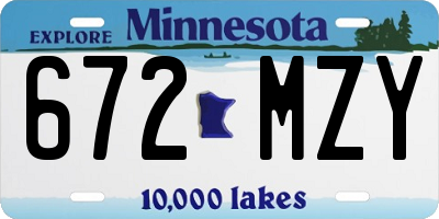 MN license plate 672MZY