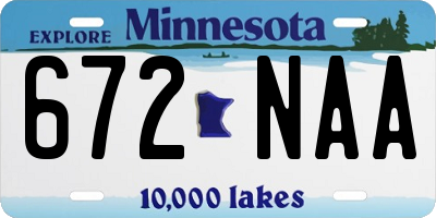 MN license plate 672NAA