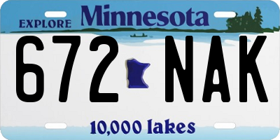 MN license plate 672NAK