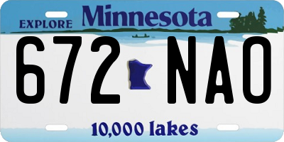 MN license plate 672NAO