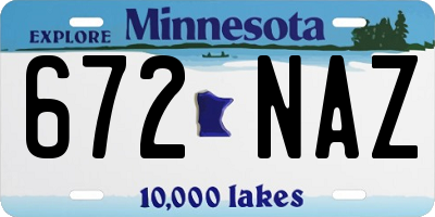 MN license plate 672NAZ