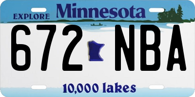 MN license plate 672NBA