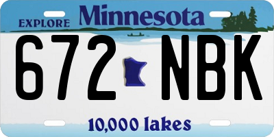 MN license plate 672NBK