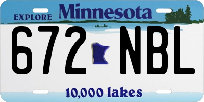 MN license plate 672NBL
