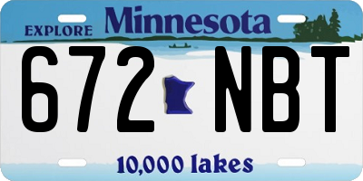 MN license plate 672NBT